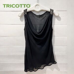 TRICOTTO Black Beaded Asymmetrical Tunic (M)